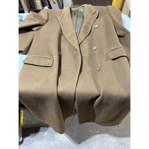 Barney's New York Tan Wool Overcoat Top Coat Size‎ L